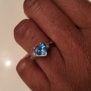 Blue Topaz and Diamond Ring